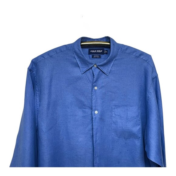 Polo Golf Ralph Lauren Driver Kashmir Blue Linen Button Down Shirt - Picture 6 of 9